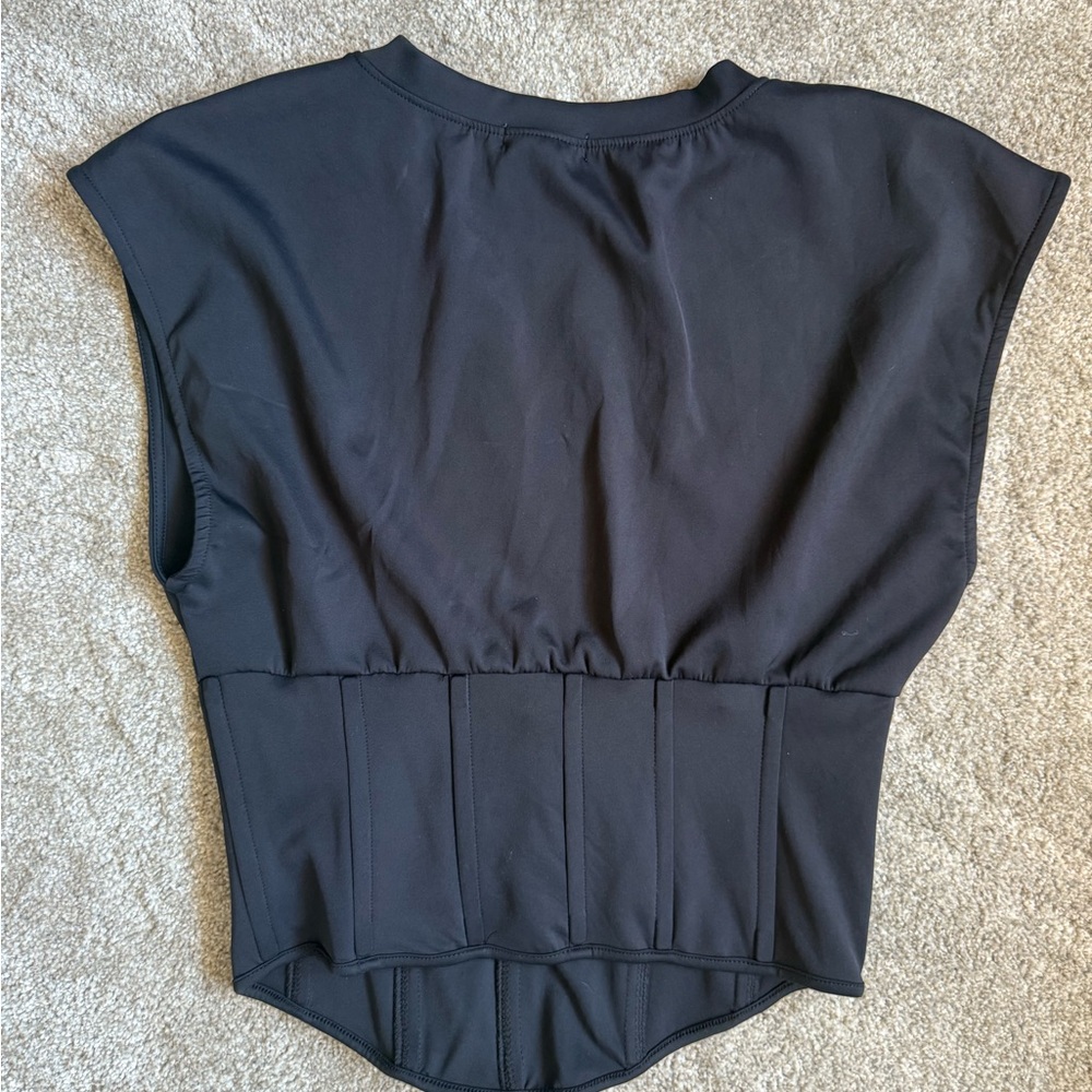 Good American Black Cap Sleeve Bustier Top, Size 3 - Picture 2 of 3